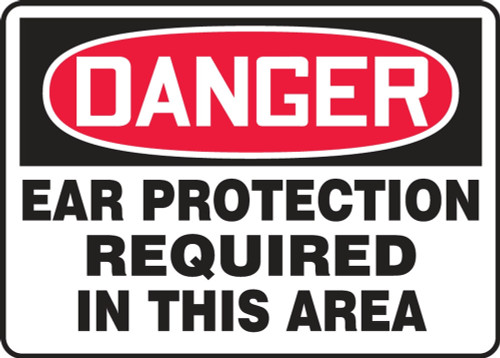 Contractor Preferred OSHA Danger Safety Sign: Ear Protection Required In This Area 7" x 10" Plastic (.040") 1/Each - EPPE164CP