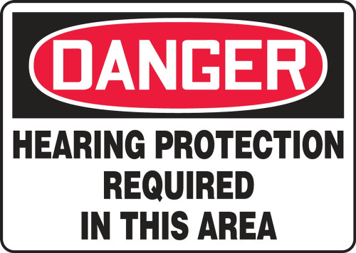 Contractor Preferred OSHA Danger Safety Sign: Hearing Protection Required 10" x 14" Aluminum SA 1/Each - EPPE218CA