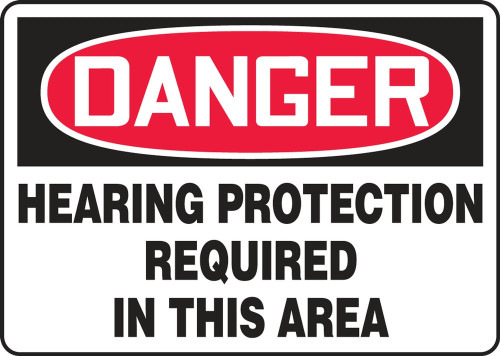 Contractor Preferred OSHA Danger Safety Sign: Hearing Protection Required 7" x 10" Aluminum SA 1/Each - EPPE219CA