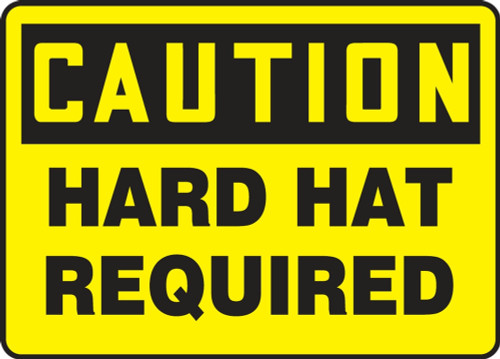 Contractor Preferred OSHA Caution Safety Sign: Hard Hat Required 10" x 14" Plastic (.040") 1/Each - EPPE403CP