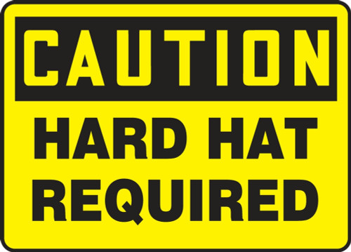 Contractor Preferred OSHA Caution Safety Sign: Hard Hat Required 10" x 14" Adhesive Vinyl (3.5 mil) 1/Each - EPPE403CS