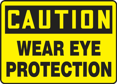 Contractor Preferred OSHA Caution Safety Sign: Wear Eye Protection 7" x 10" Adhesive Vinyl (3.5 mil) 1/Each - EPPE406CS