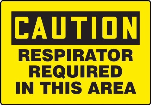 Contractor Preferred OSHA Caution Safety Sign: Respirators Required In This Area 10" x 14" Adhesive Vinyl (3.5 mil) 1/Each - EPPE440CS