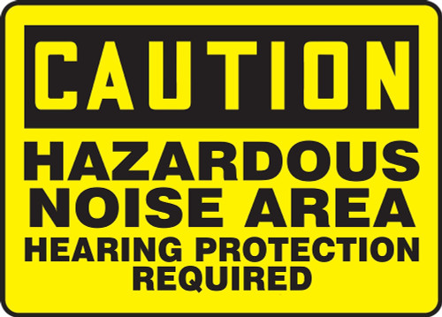 Contractor Preferred OSHA Caution Safety Sign: Hazardous Noise Area - Hearing Protection Required 10" x 14" Adhesive Vinyl (3.5 mil) 1/Each - EPPE648CS