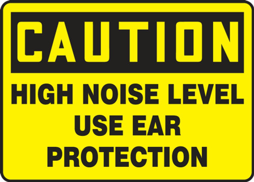 Contractor Preferred OSHA Caution Safety Sign: High Noise Level - Use Ear Protection 10" x 14" Aluminum SA 1/Each - EPPE670CA