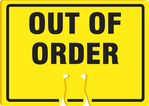 Cone Top Warning Sign: Out Of Order 10" x 14" - FBC722