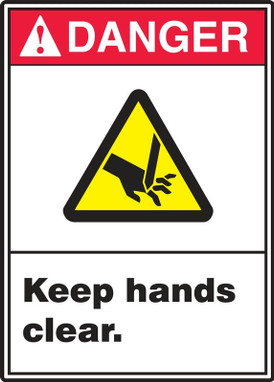 ANSI Danger Safety Signs: Keep Hands Clear 14" x 10" Plastic 1/Each - MRQM125VP