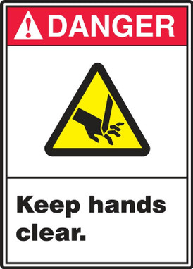 ANSI Danger Safety Signs: Keep Hands Clear 14" x 10" Aluma-Lite 1/Each - MRQM125XL