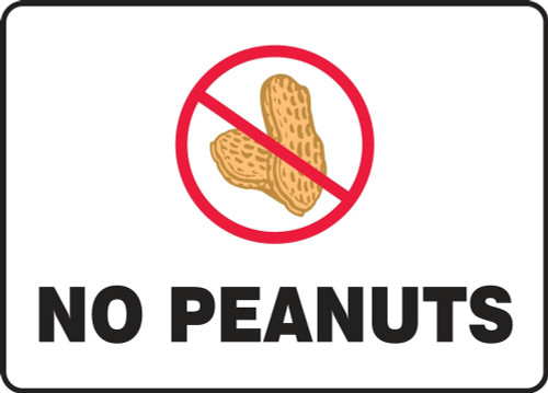 Safety Sign: No Peanuts 10" x 14" Aluma-Lite 1/Each - MSFA510XL