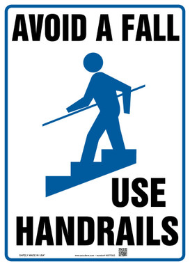 Safety Sign: Avoid A Fall - Use Handrails 10" x 7" Plastic - MSTF510VP