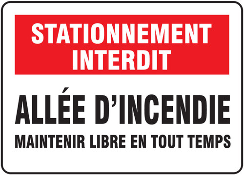 BILINGUAL FRENCH SIGN  FIRE & EMERGENCY 7" x 10" - MVHR924XL