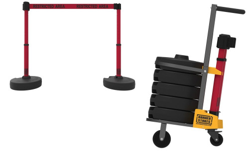 Mobile Banner Stake Stanchion Cart: Red Belt Belt Red Belt STAY BEHIND THE LINE Post Black 1/Kit - PRB920BK