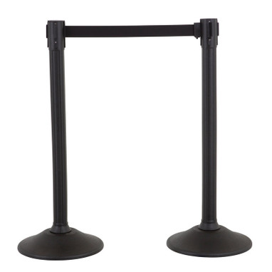 Retractable Belt Stanchion Post Belt Black Stanchion Yellow 2/Pack - PRT106BK