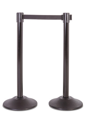 Steel Stanchion Posts Belt Black Stanchion Silver 2/Pack - PRT116BK