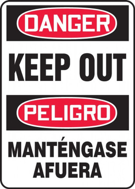 Contractor Preferred Spanish Bilingual OSHA Danger Safety Sign: Keep Out 24" x 18" Adhesive Vinyl (3.5 mil) 1/Each - SBEADM120CS