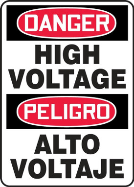 Bilingual Contractor Preferred OSHA Danger Corrugated Plastic Sign: High Voltage 18" x 24" Lite Corrugated Plastic 1/Each - SBEELC078CC