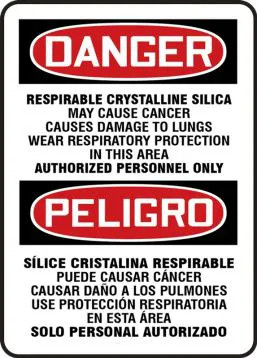 OSHA Danger Safety Sign: Respirable Crystalline Silica - May Cause ...