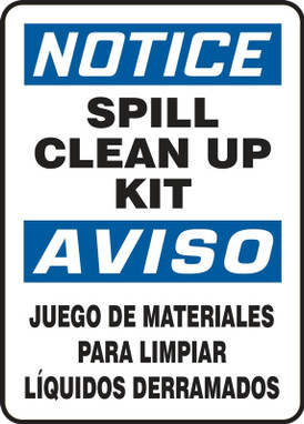 Spanish Bilingual OSHA Notice Safety Sign: Spill Clean Up Kit 20" x 14" Aluminum 1/Each - SBMCHL830VA