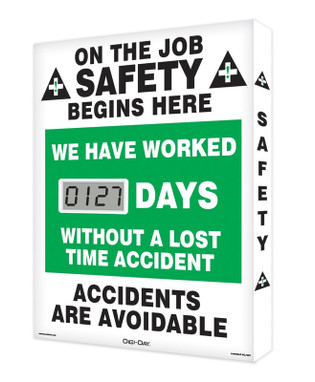 Digi-Day Lite Electronic Scoreboard: We Have Worked _ Days Without A Lost Time Accident 20" x 16" Aluminum Face 1/Each - SCJ127