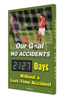 Digi-Day 3 Electronic Safety Scoreboards: Our Goal No Accidents - _Days Without A Lost-Time Accident 28" x 20" - SCK127