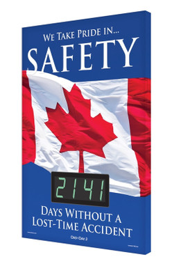 Digi-Day 3 Electronic Safety Scoreboards: We Take Pride In Safety - _Days Without A Lost Time Accident (Canadian) 28" x 20" - SCK141