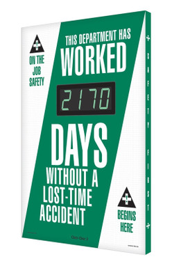 Digi-Day 3 Electronic Safety Scoreboards: This Department Has Worked _ Days Without A Lost Time Accident 28" x 20" - SCK170