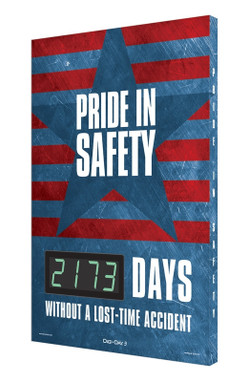 Digi-Day 3 Electronic Safety Scoreboards: Pride In Safety _ Days Without A Lost Time Accident 28" x 20" - SCK173