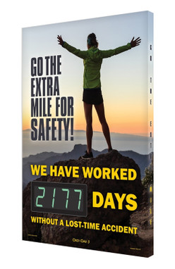 Digi-Day 3 Electronic Safety Scoreboards: Go The Extra Mile For Safety 28" x 20" - SCK177