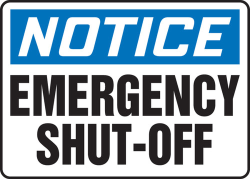 OSHA Notice Safety Sign: Emergency Shut-Off Spanish 10" x 14" Plastic 1/Each - SHMELC805VP