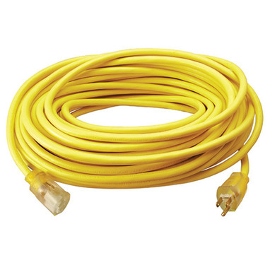 Southwire Polar/Solar SJEOW Outdoor Extension Cord w/ Lighted End, 12/3 ga, 15 A, 100', Yellow, 1/Each - 16890002