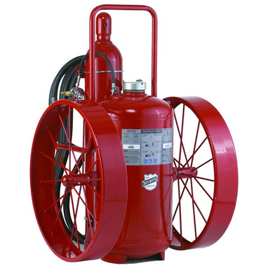 Buckeye 150 lb BC Regulated Pressure Wheeled Fire Extinguisher w/ Steel Wheels, 55"H x 32"W x 46"D, 240:B:C, 1/Each - 31240BE