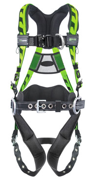 Miller AirCore Aluminum Hardware Green Harness w/Front & Side D-Rings Lumbar Pad - Belt - Universal (Large/XL) - AAF-TBBDPUG