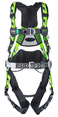 Miller AirCore Wind Energy Steel Hardware Green Harness w/Front & Side D-Rings Lumbar Pad - Belt - Removable Lumbar Wear Pad Universal (Large/XL) - AAFW-QCBDPUG