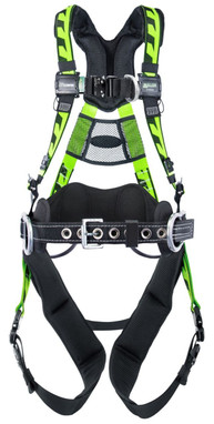 Miller AirCore Tower Climbing w/Aluminum Hardware Green Harness w/Front & Side D-Rings Lumbar Pad - Belt - Universal (Large/XL) - AAT-QCUG