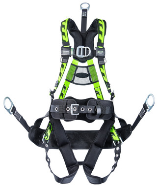 Miller AirCore Oil & Gas Green Harness w/Front D-Ring - Lumbar Pad - Belt - Back D-Ring Extension & Bos'n Chair w/Side D-rings Small/Medium - ACOG-TBBCSMG