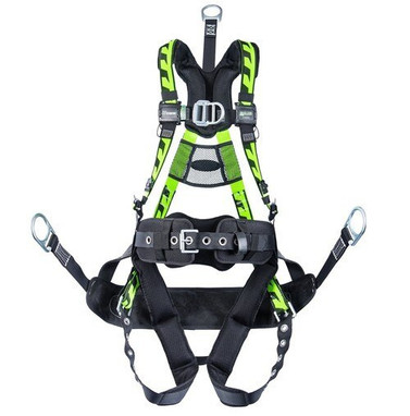 Miller AirCore Oil & Gas Green Harness w/Front D-Ring - Lumbar Pad - Belt - Back D-Ring Extension - Bos'n Chair w/Side D-rings and Seat Sling Small/Medium - ACOG-TBSSSMG