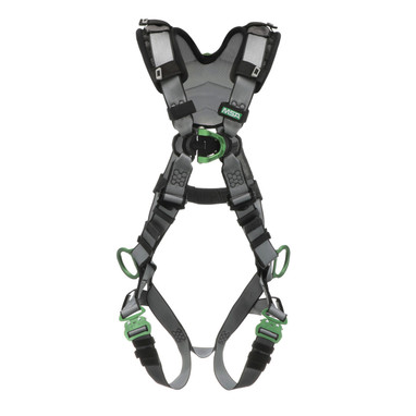 MSA V-FIT 10194865 Climbing/Positioning Full Body Harness w/Quick-Connect Leg Straps - Shoulder Padding - Extra Large