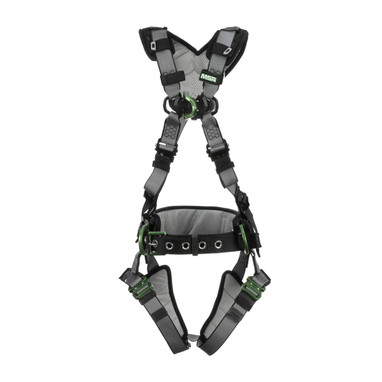 MSA V-FIT 10195156 Construction/Climbing Full Body Harness w/Quick-Connect Leg Straps - Shoulder & Leg Padding - Extra Small