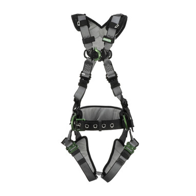MSA V-FIT 10195166 Construction Full Body Harness w/Quick-Connect Leg Straps - Shoulder & Leg Padding - Extra Large