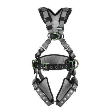 MSA V-FIT 10195174 Construction/Climbing Full Body Harness w/Tongue Buckle Leg Straps - Shoulder & Leg Padding - Extra Large