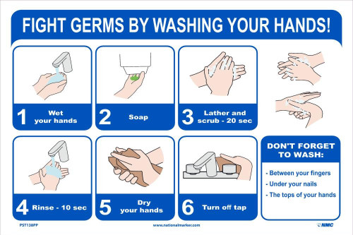Fight Germs By Washing Your Hands 12X18 Paper Poster - Pack Of 5 - PST138PP