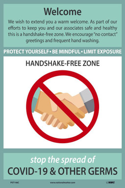 Welcome Handshake Free Zone Poster - 18 X 12 - .015 Unrip Vinyl Poster - PST146C