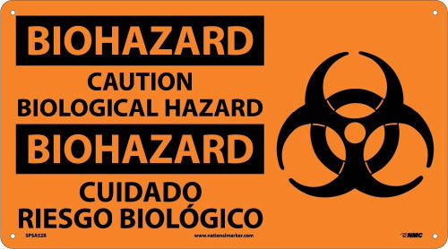 Biohazard - Caution Biological Hazard (Bilingual W/Graphic) - 10X18 - Rigid Plastic - SPSA52R