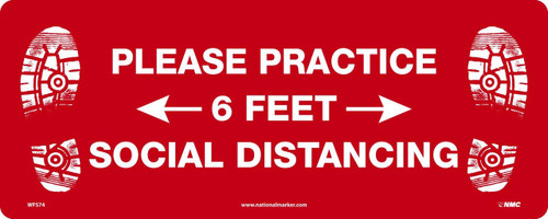 Walk On - Please Practice6 Feet Social Distancing - 8X20 - Non-Skid Textured Adhesive Backed Vinyl - - WFS74