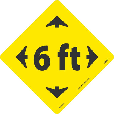 Temp Step - 6 Ft Arrow Graphic - Black/Yellow - 12 X 12 -Non-Skid Smooth Adhesive Backed Removable Vinyl - WFS79AYL