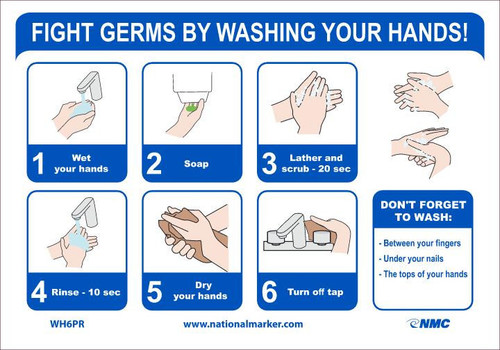 Fight Germs By Washing Your Hands - 7X10 - Removable PS Vinyl - WH6PR