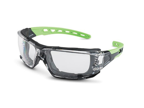 Brass Knuckle GRASSHOPPER Clear Lens Foam Gasket Green Accent Gray Safety Glasses - 10/Box