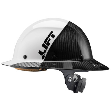 Lift Safety DAX Carbon Fiber Full Brim Hard Hat FIFTY50 White/Black - HDF50C-19WC
