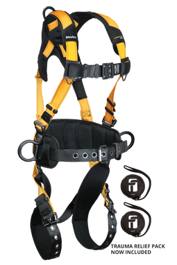 FallTech Journeyman Flex Aluminum 3D Construction Belted Harness Tongue Buckle Leg Adjustment - Small - 7035BS