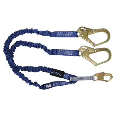 FallTech 4½' to 6' ElasTech Energy Absorbing Lanyard Double-leg with Steel Connectors - 8240Y3